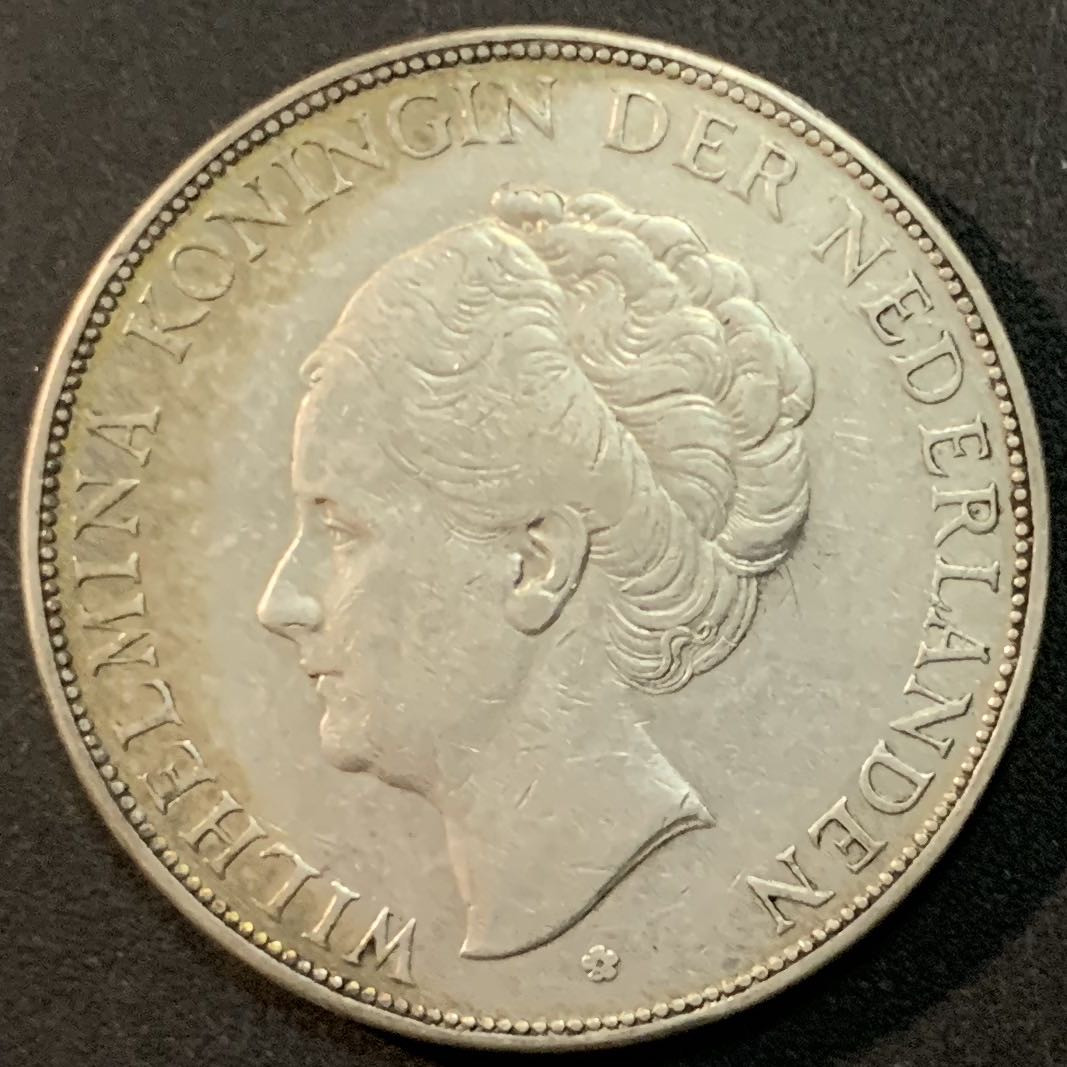 紫瑗钱币—微拍第64期  荷兰 1930年  威廉明娜女王 2.5盾  25克 0.72银