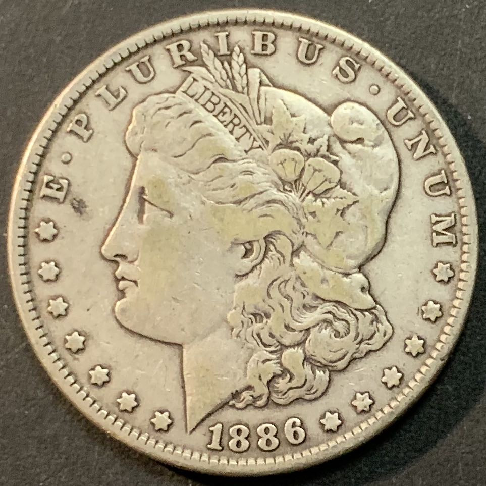 紫瑗钱币—微拍第64期  美国 1886年 摩根 大头妹 1美元 26.73克 0.9银