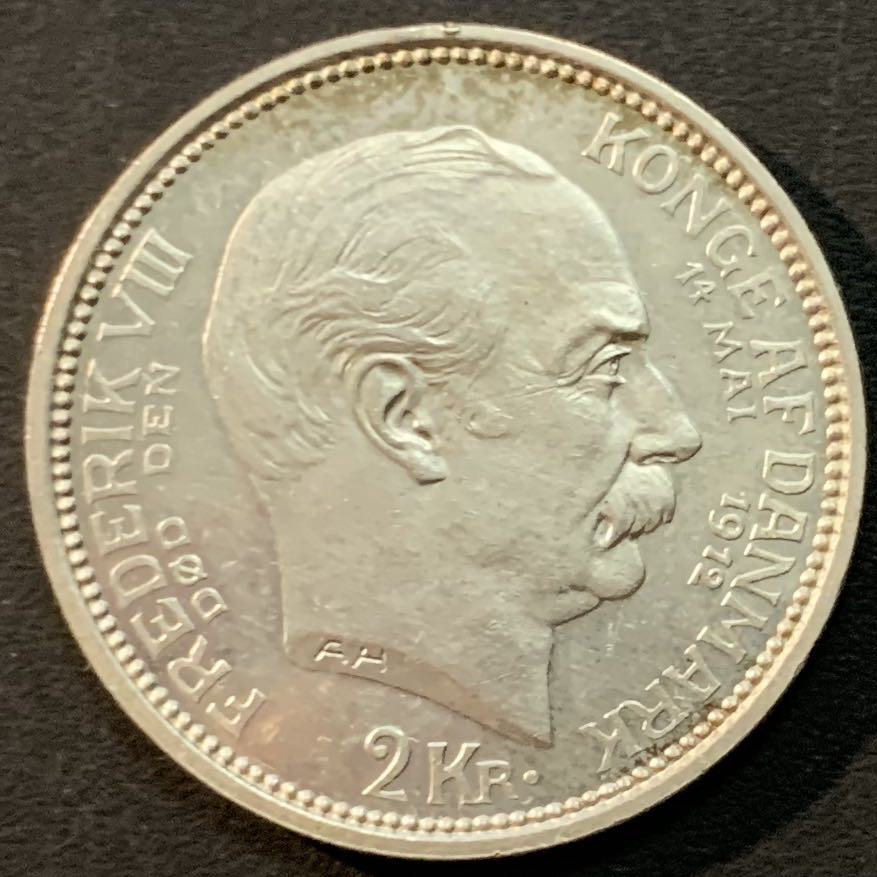 紫瑗钱币—微拍第64期  丹麦 1912年 腓特烈八世之死 2克朗 15克 0.8银