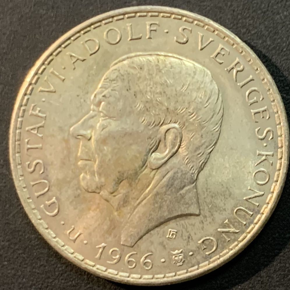 紫瑗钱币—微拍第64期  瑞典 1966年 宪法改革百年 5克朗 18克 0.4银