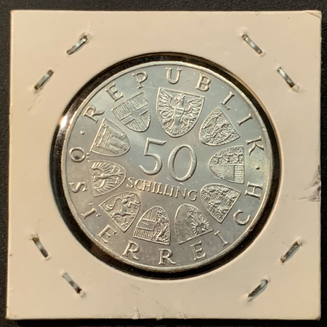 紫瑗钱币—微拍第64期  奥地利 1966年 国家银行150周年 50先令 20克 0.9银