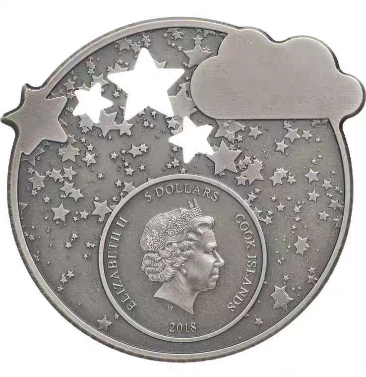 【随心拍&GetCoins】现代钱币拍卖五十二期 库克2018年摇篮曲仿古镂空异形银币