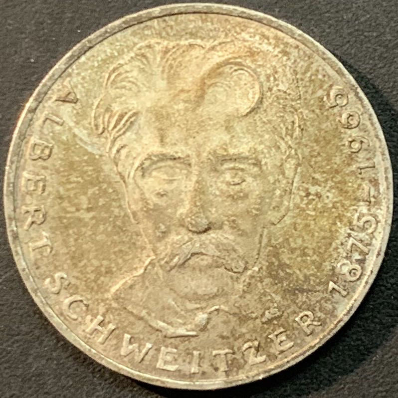 紫瑗钱币—微拍第64期  德国 1975年 G厂 施韦泽100周年 11.2克 0.625银