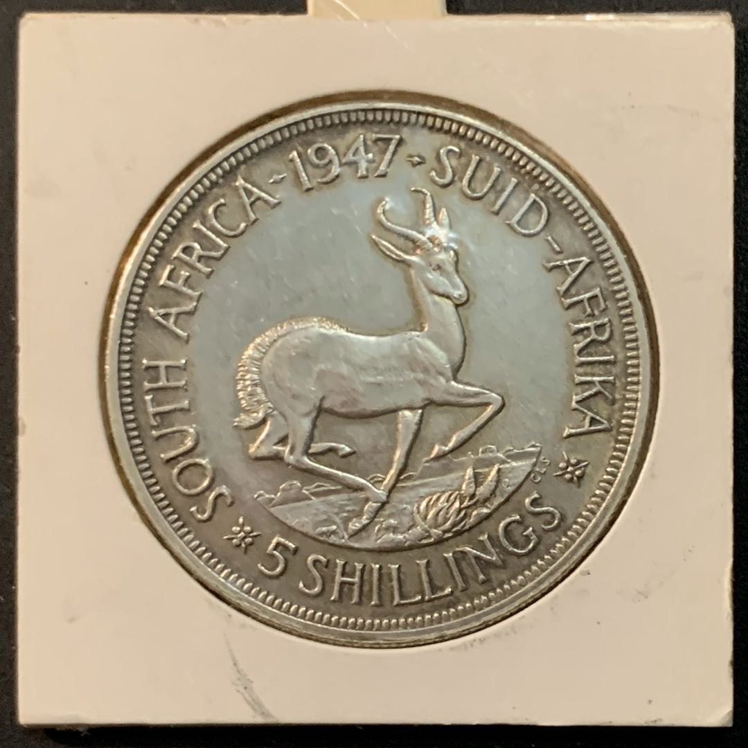 紫瑗钱币—微拍第64期  南非 1947年 乔六 羚羊 5先令 28.28克 0.8银 