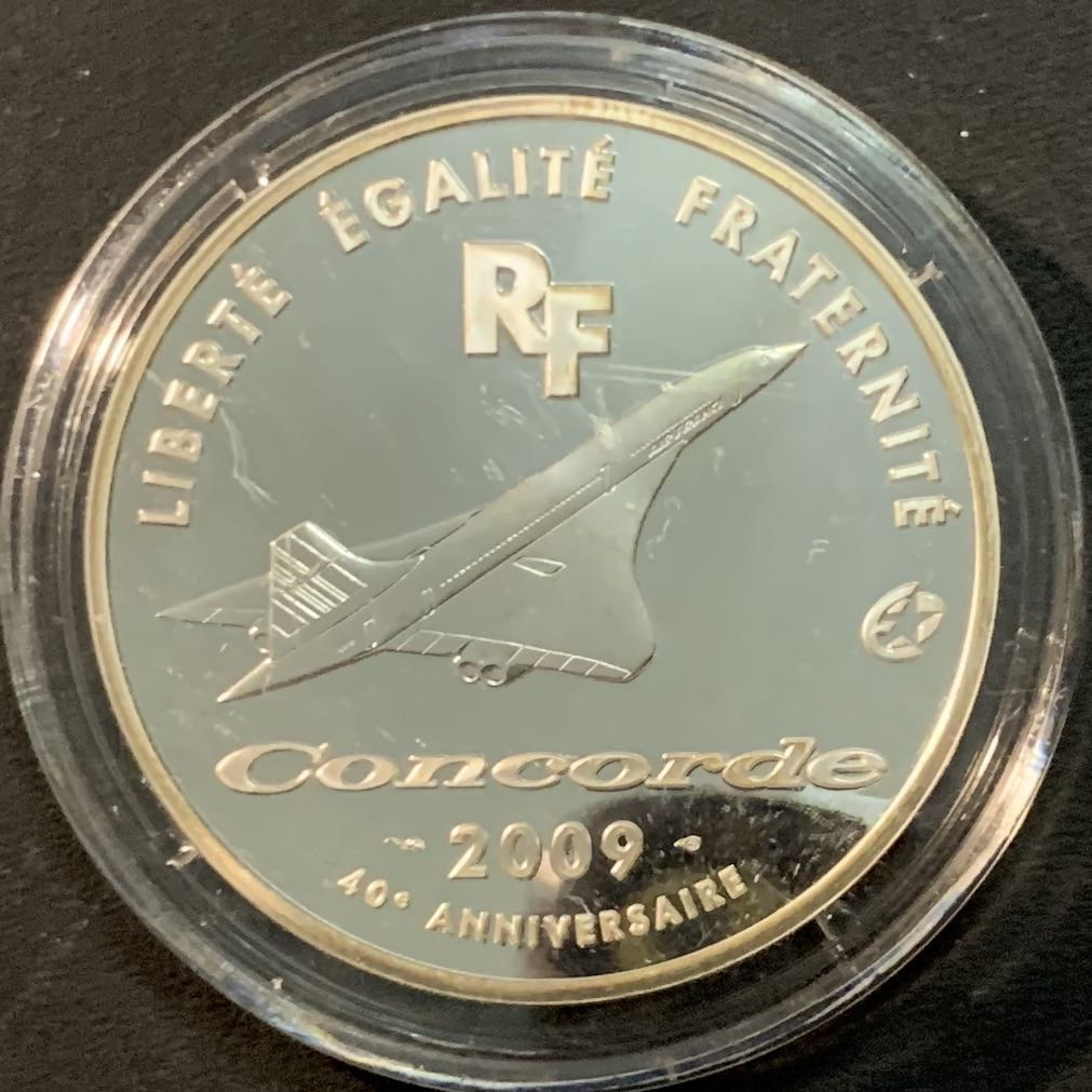 紫瑗钱币—微拍第64期  法国 2009年 协和式飞机40周年 10欧元 22.2克 0.9银 精制