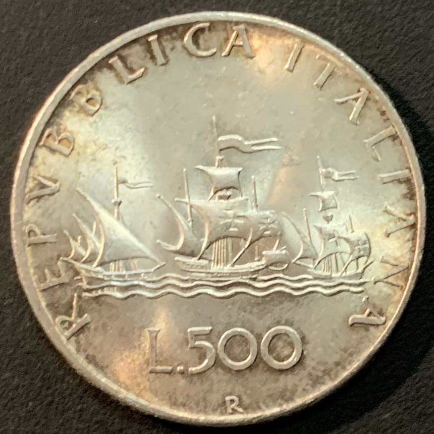 紫瑗钱币—微拍第64期  意大利 1966年 少女 500里拉 11克 0.835银 UNC