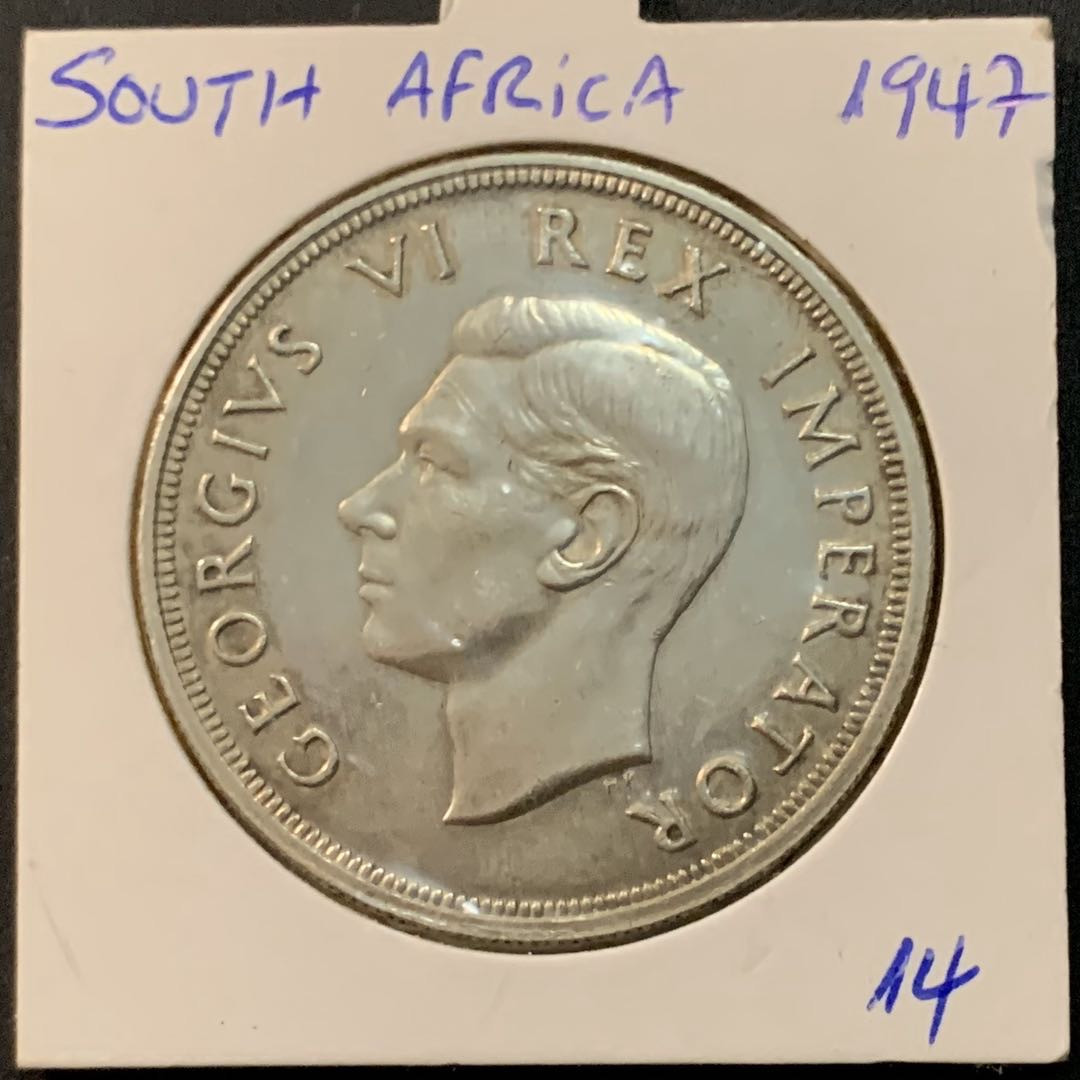 紫瑗钱币—微拍第64期  南非 1947年 乔六 羚羊 5先令 28.28克 0.8银 