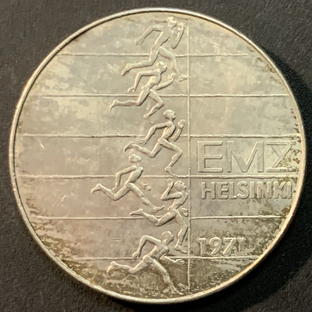 紫瑗钱币—微拍第64期  芬兰 1971年 欧洲田径赛 10马克 24.2克 0.5银