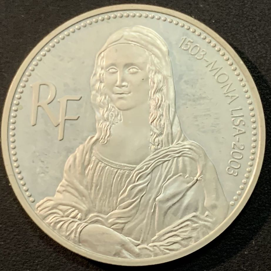 紫瑗钱币—微拍第64期  法国 2003年 蒙娜丽莎500周年 1 1/2欧元 22.2克 0.9银