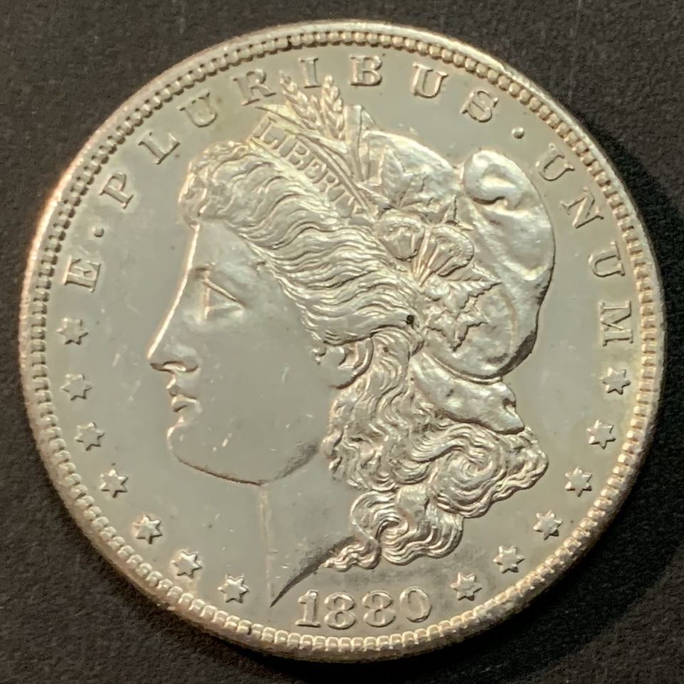 紫瑗钱币—微拍第64期  美国 1880年 S版 摩根 大头妹 1美元 26.73克 0.9银
