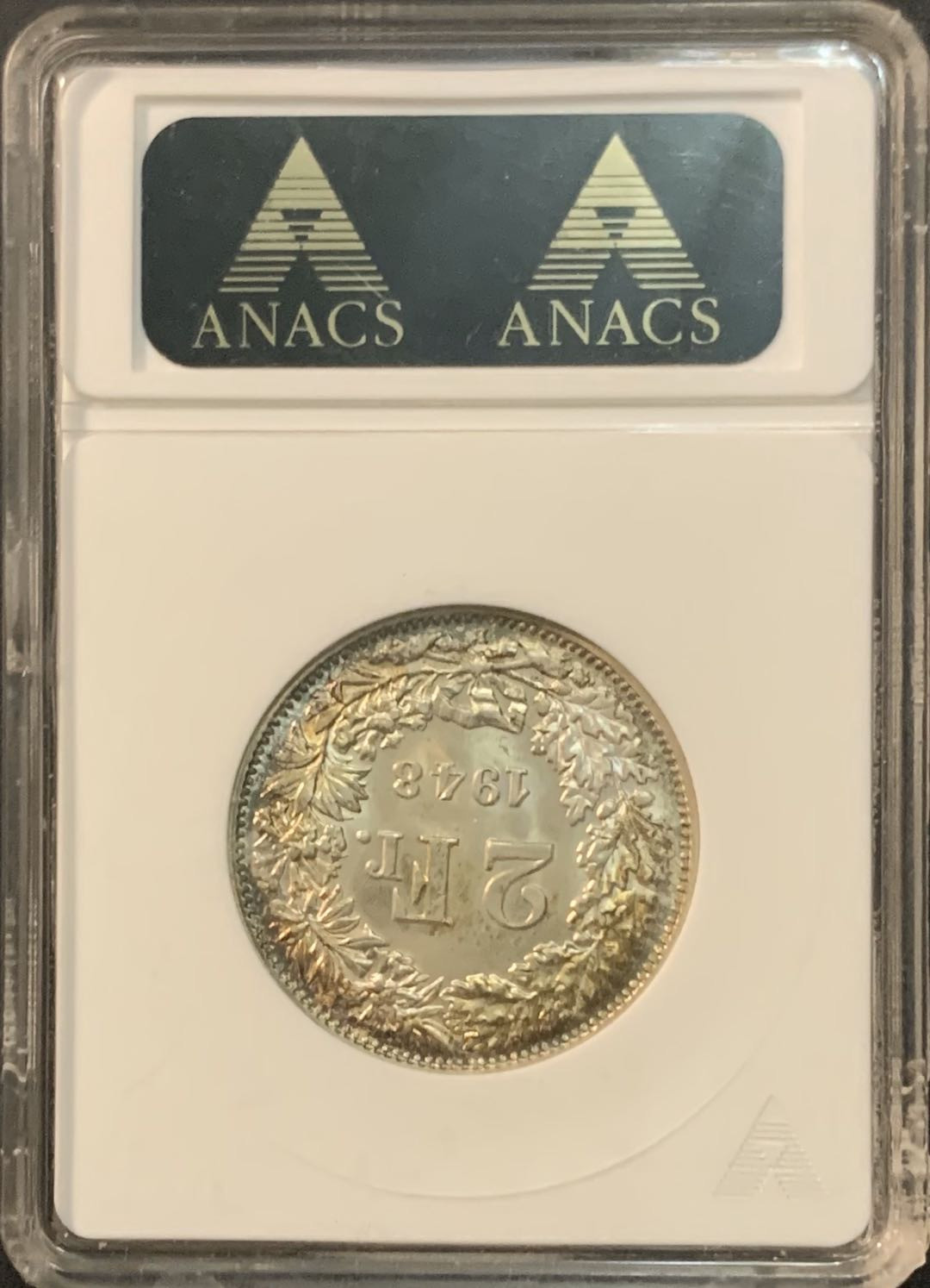 紫瑗钱币—微拍第64期  瑞士 1948年 2法郎 ANACS MS64 经典小白盒