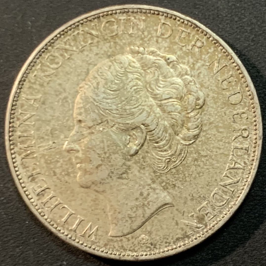 紫瑗钱币—微拍第64期  荷兰 1938年  威廉明娜女王 2.5盾  25克 0.72银