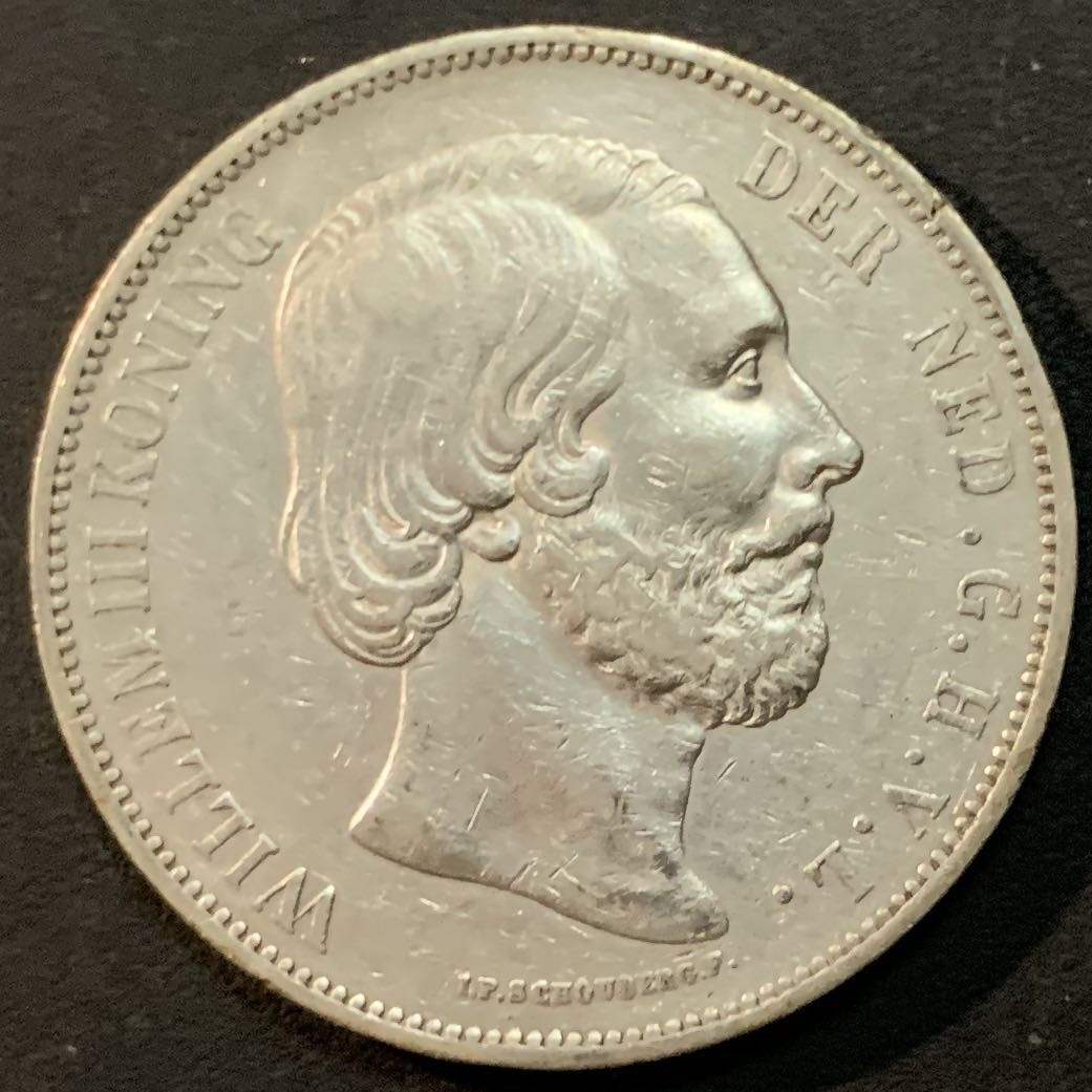 紫瑗钱币—微拍第64期  荷兰 1872年 威廉三世 2.5盾 25克 0.945银