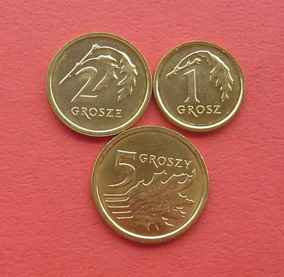 「S&S Numismatic世界钱币-拍卖第34期-跳楼专场」 - 波兰2014年 新版 1&2&5格罗西 3枚散币