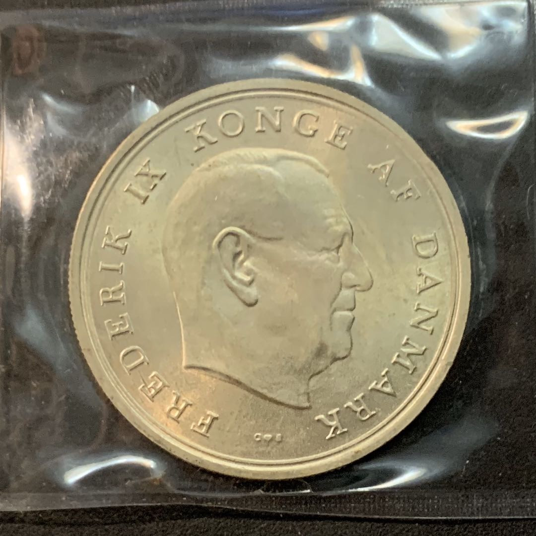 紫瑗钱币—微拍第65期  丹麦 1967年 玛格丽特大婚 10克朗 20.4克 0.8银 BU 原封