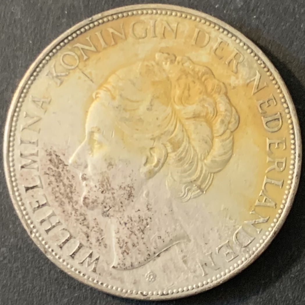 紫瑗钱币—微拍第65期  荷兰 1940年  威廉娜女皇 2.5盾  25克 0.72银