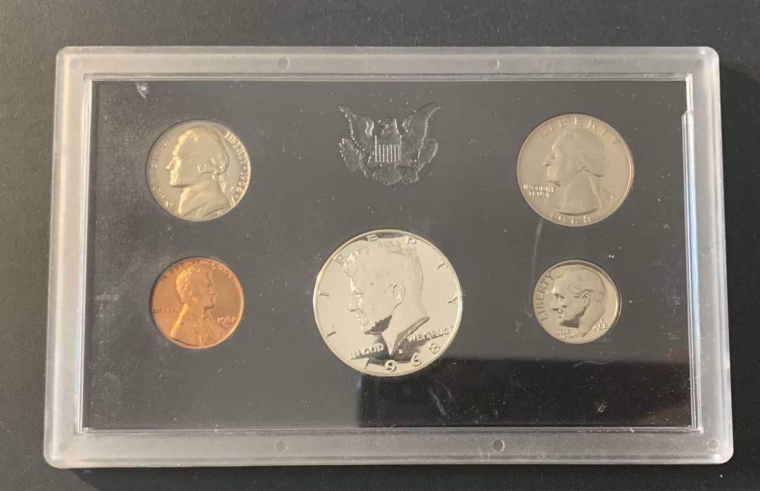 紫瑗钱币—微拍第65期  美国 1968年 流通币 5枚套 原盒装 精制