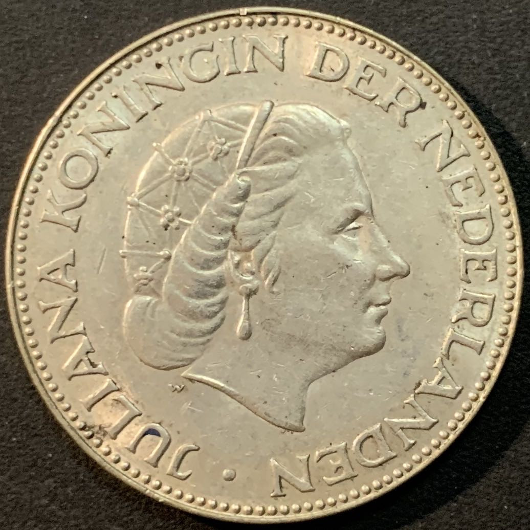 紫瑗钱币——微拍第109期 荷兰 1959年 朱莉安娜女王 2.5盾 15克 0.72银