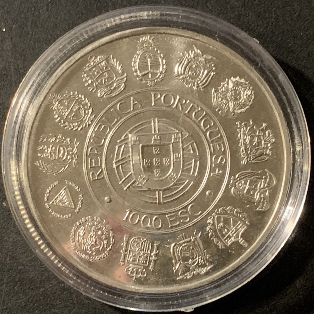紫瑗钱币—微拍第65期  葡萄牙 1992年 哥伦布发现美洲500周年 1000埃斯库多 27克 0.5银 UNC