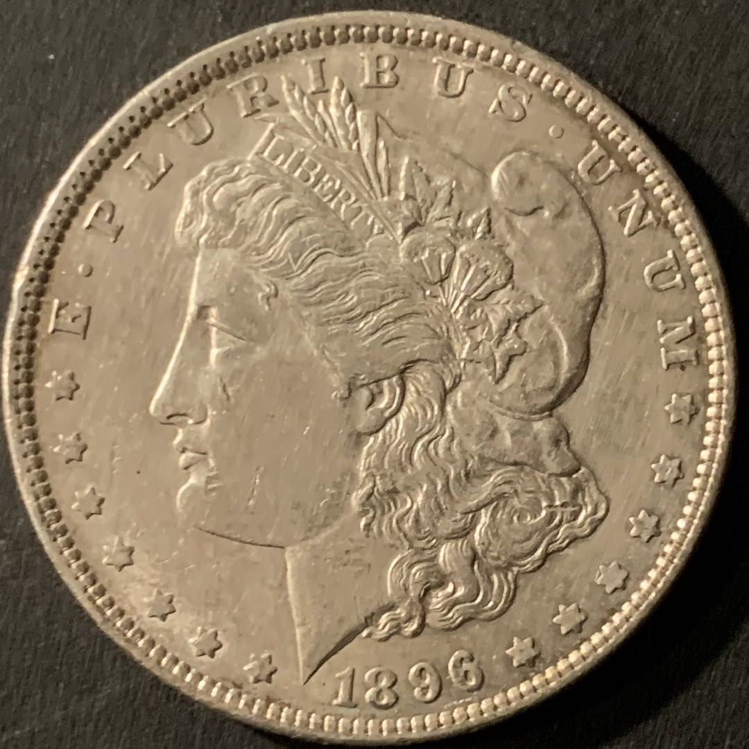 紫瑗钱币—微拍第75期  美国 1896年  摩根 大头妹 1美元 26.73克 0.9银 AU品质
