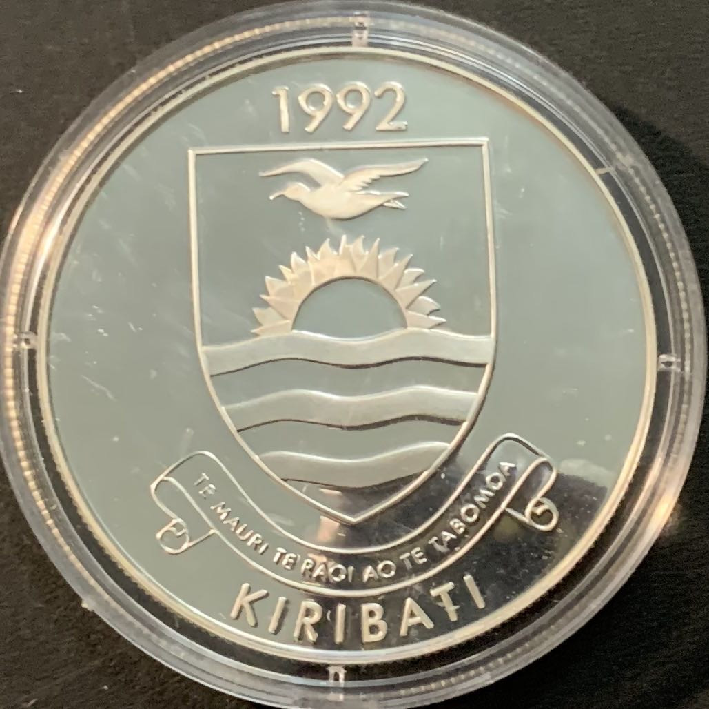 紫瑗钱币—微拍第65期  基里巴斯 1992年 巴塞罗那奥运会 帆船 20元 31.47克 0.925银 精制