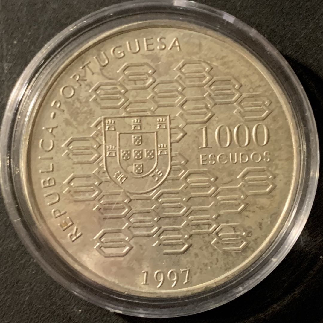紫瑗钱币—微拍第65期  葡萄牙 1997年 公共信贷 1000埃斯库多 28克 0.5银 UNC