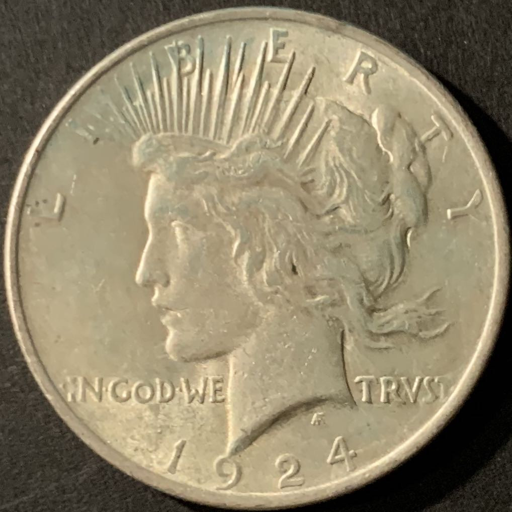 紫瑗钱币—微拍第65期  美国 1924年 和平鸽 1美元 26.73克 0.9银 UNC