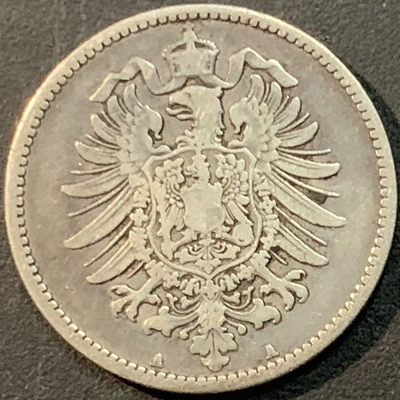 紫瑗钱币—微拍第65期  - 德国 1881年 A厂 短翅  1马克 5.5克 0.9银