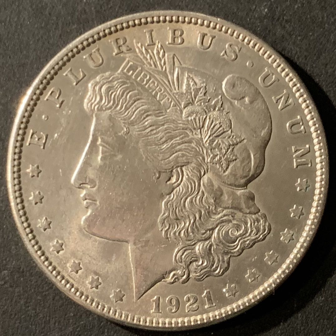 紫瑗钱币—微拍第65期  美国 1921年 摩根 大头妹 1美元 26.73克 0.9银 UNC