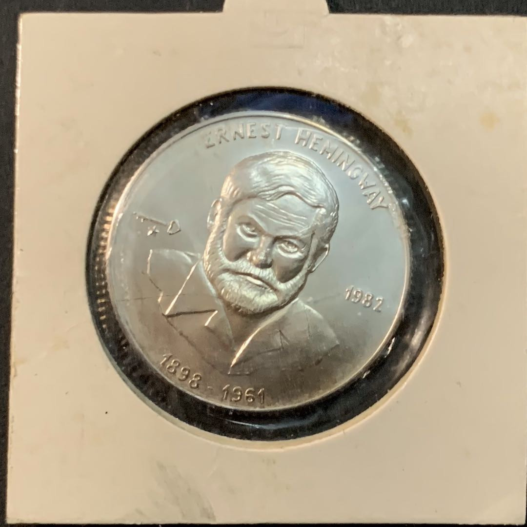 紫瑗钱币—微拍第65期  古巴 1982年 海明威 5比索 12克 0.999银 BU
