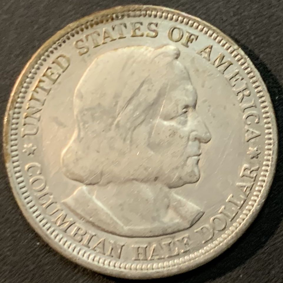 紫瑗钱币—微拍第65期  美国 1893年 哥伦布发现美洲500周年 50美分 半美元 12.5克 0.9银