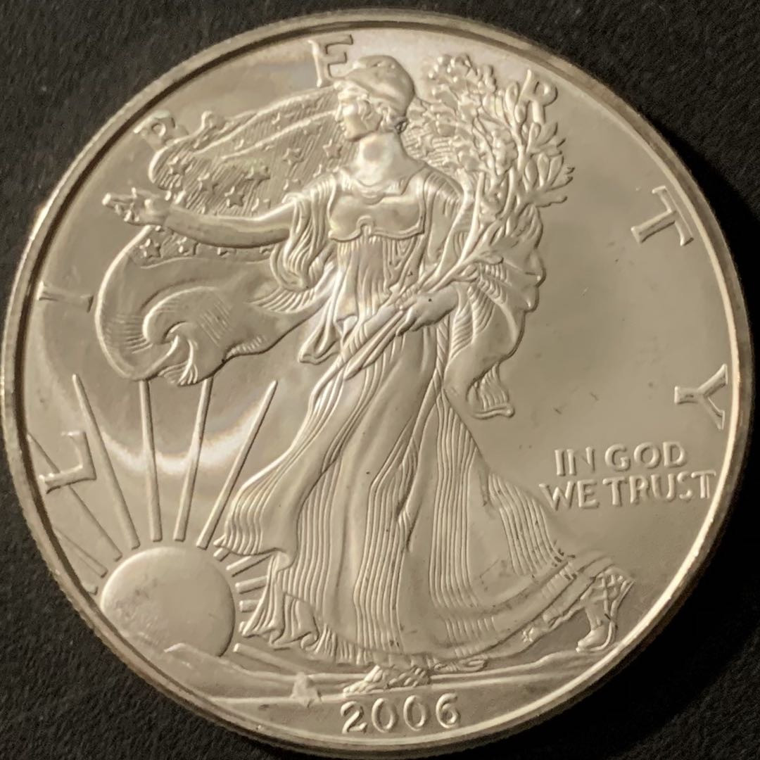 紫瑗钱币—微拍第65期  美国 2006年 行走女神 1盎司 投资银币 31.1克 0.999银 