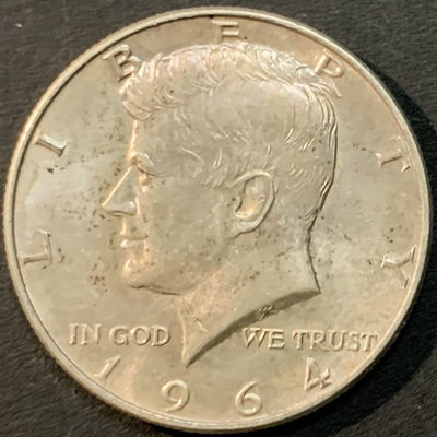 紫瑗钱币—微拍第75期  - 美国 1964年 肯尼迪 50美分 12.5克 0.9银 UNC