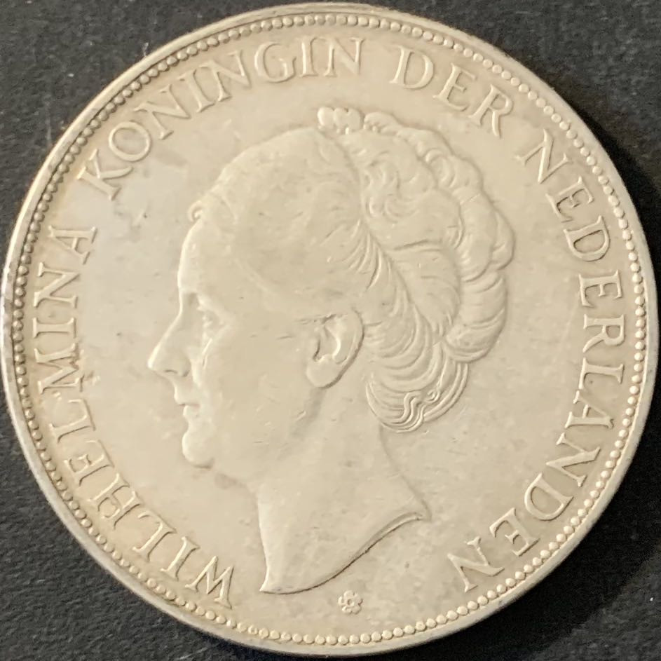 紫瑗钱币—微拍第65期  荷兰 1929年  威廉娜女皇 2.5盾  25克 0.72银