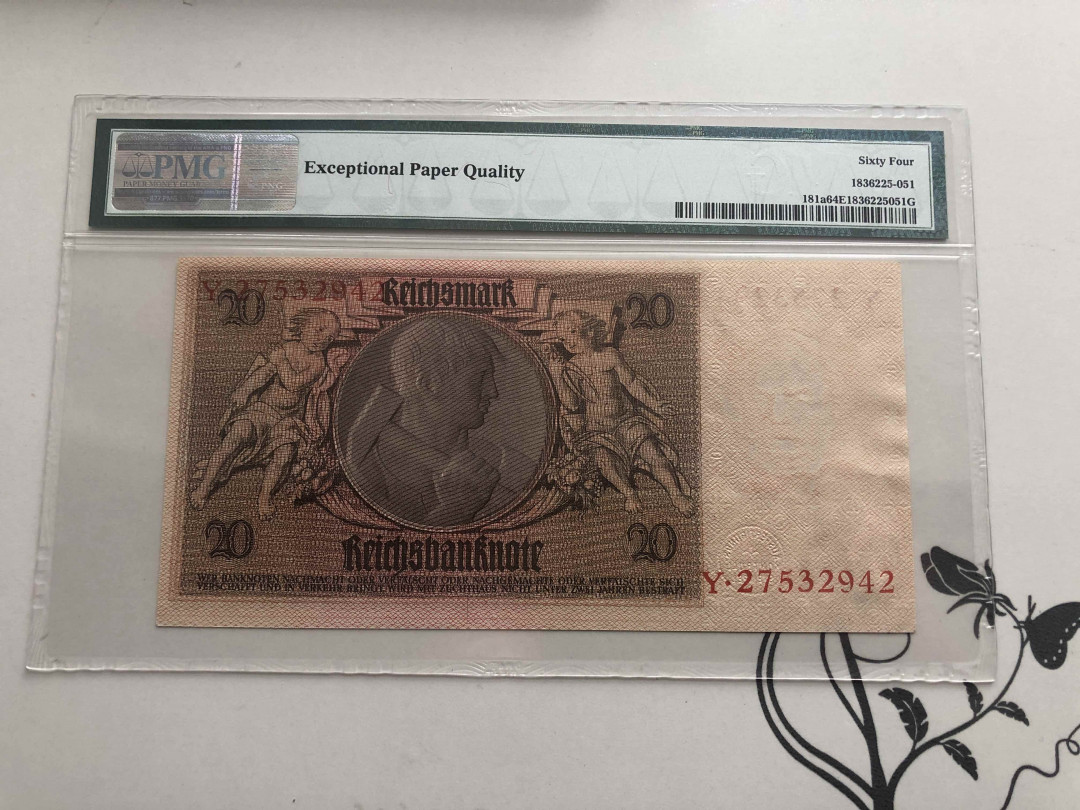 【收藏联盟】第140期拍卖——丰收的喜悦（共50拍） 德国 1929年 20马克 PMG64EPQ 