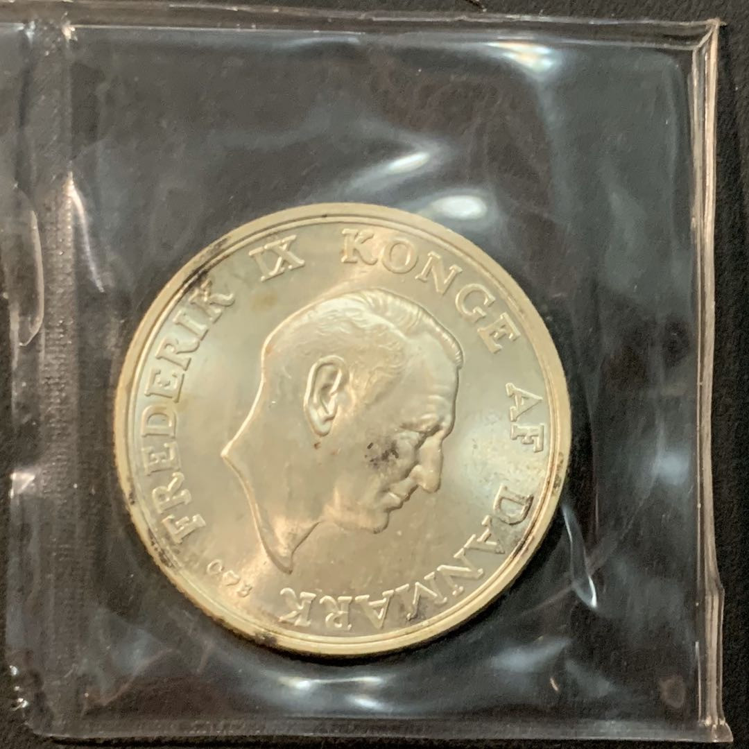 紫瑗钱币—微拍第65期  丹麦 1958年 玛格丽特公主18岁生日 2克朗 15克 0.8银 BU 原封