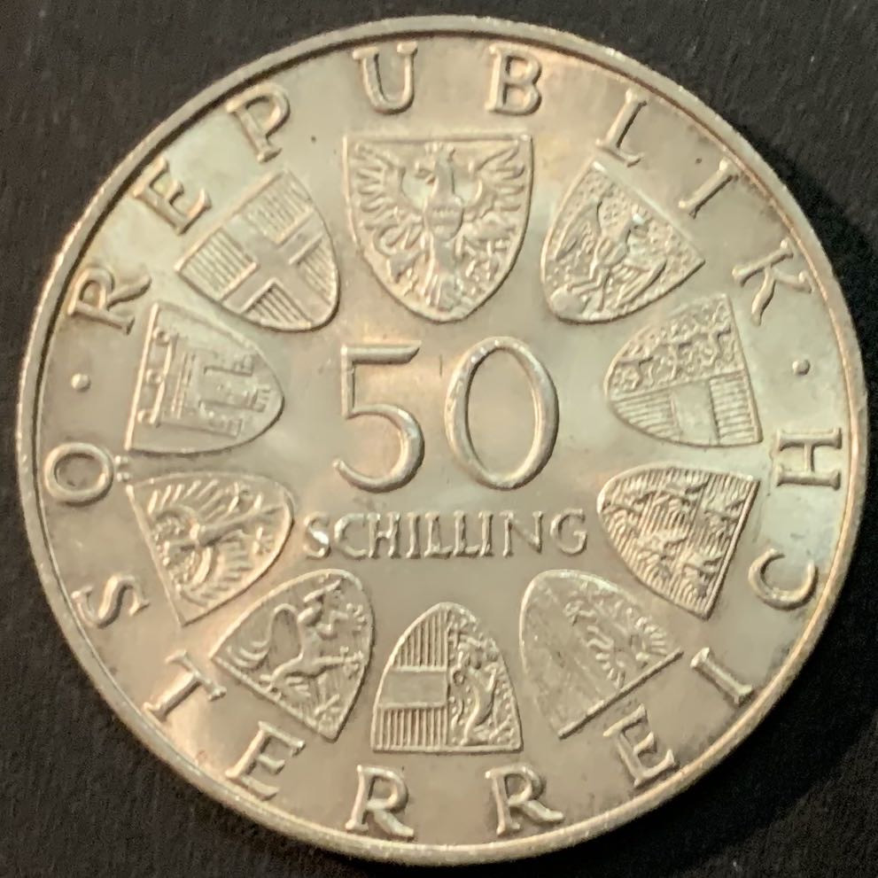 紫瑗钱币—微拍第66期  奥地利 1969年 马克西米安诞辰450周年 50先令 20克 0.9银