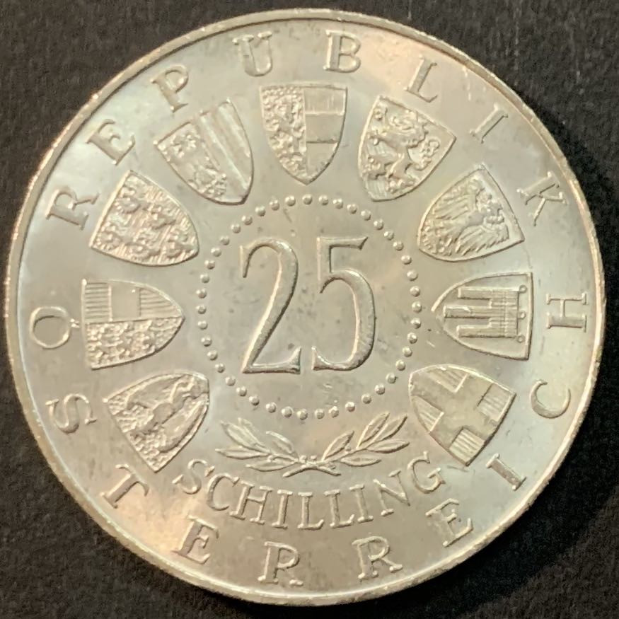 紫瑗钱币—微拍第66期  奥地利 1961年 布尔根兰建州40周年 25先令 13克 0.8银