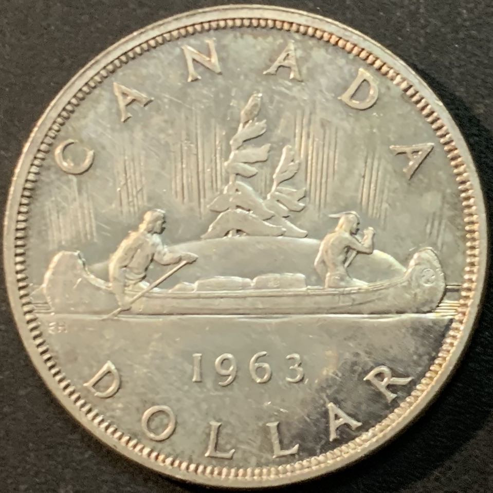 紫瑗钱币—微拍第66期  加拿大 1963年 伊丽莎白 1元 23.5克 0.8银