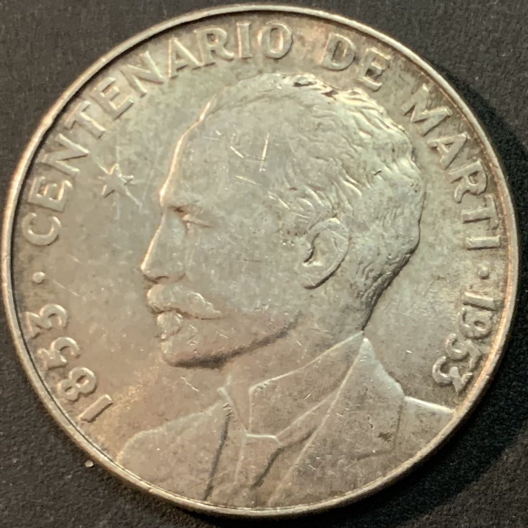 紫瑗钱币—微拍第66期  古巴 1953年 何塞马蒂 1比索 26.73克 0.9银 AU品质