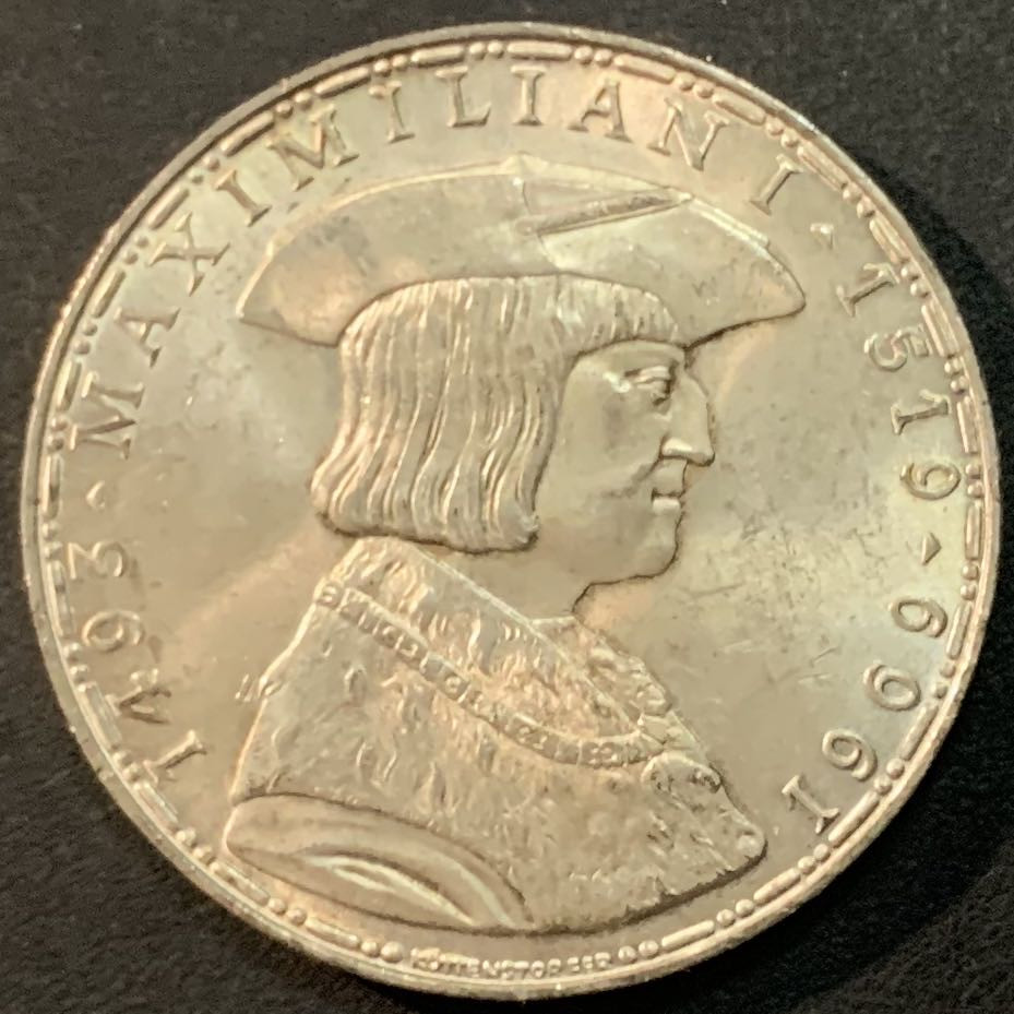 紫瑗钱币—微拍第66期  奥地利 1969年 马克西米安诞辰450周年 50先令 20克 0.9银