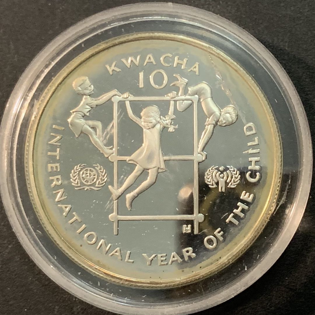 紫瑗钱币—微拍第66期  赞比亚 1980年 国际儿童年 10宽扎 27.22克 0.925银 精制