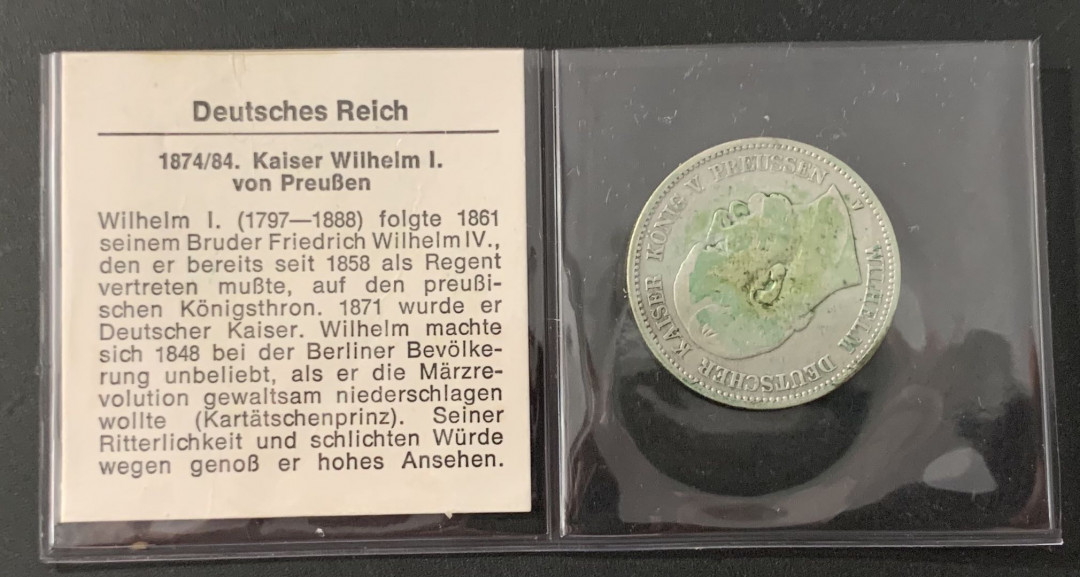 紫瑗钱币—微拍第66期  德国 普鲁士 1876年 A版 威廉一世 2马克 11.11克 0.9银