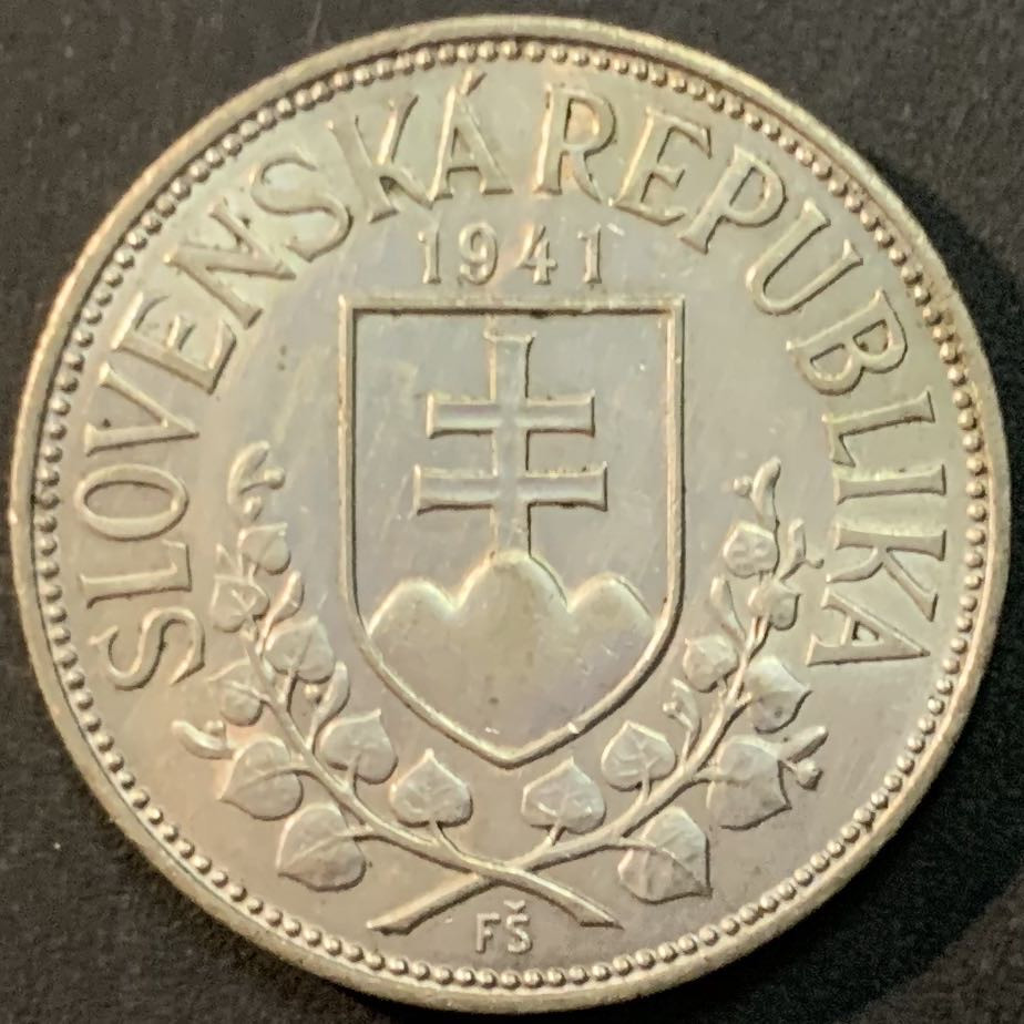 紫瑗钱币—微拍第66期  斯洛伐克 1941年 圣西里尔和圣美多德 20克朗 15克 0.5银
