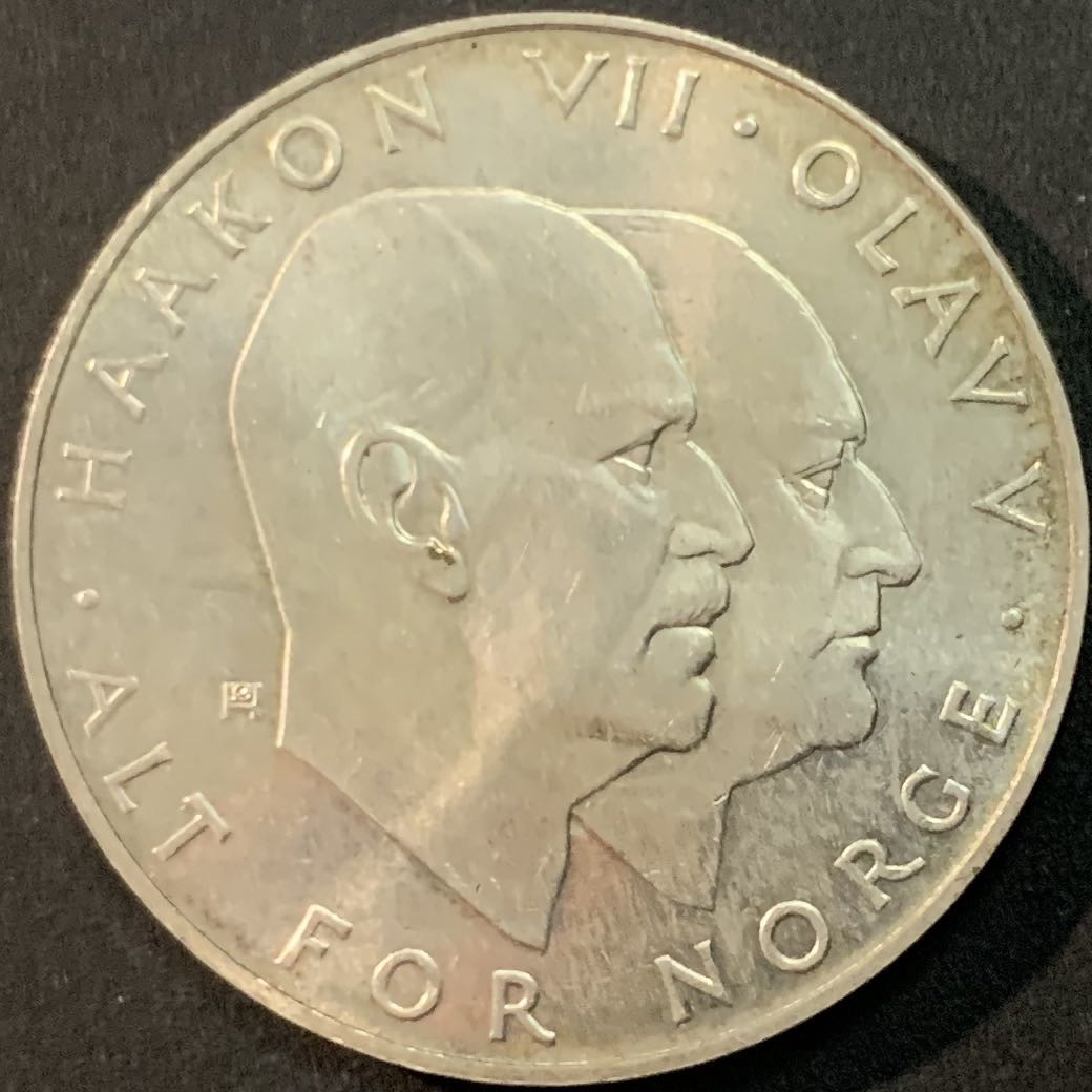 紫瑗钱币—微拍第66期  挪威 1970年 二战胜利25周年 25克朗 29克 0.875银 BU