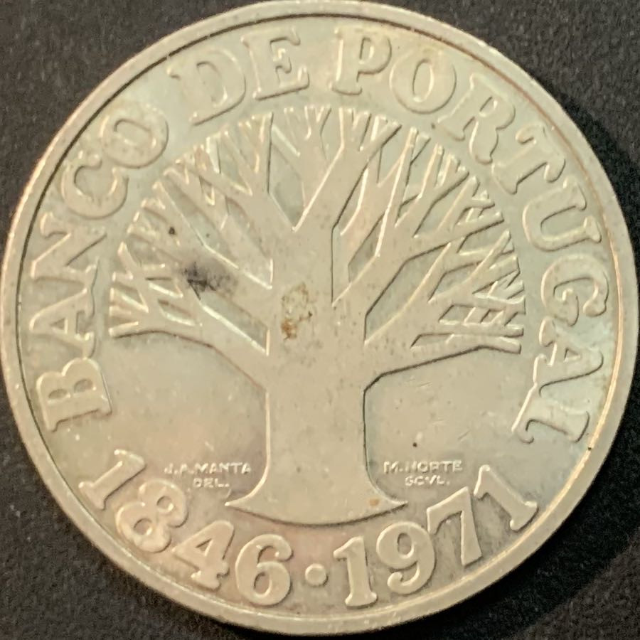 紫瑗钱币—微拍第66期  葡萄牙 1971年 葡萄牙银行125周年 50埃斯库多 18克 0.65银