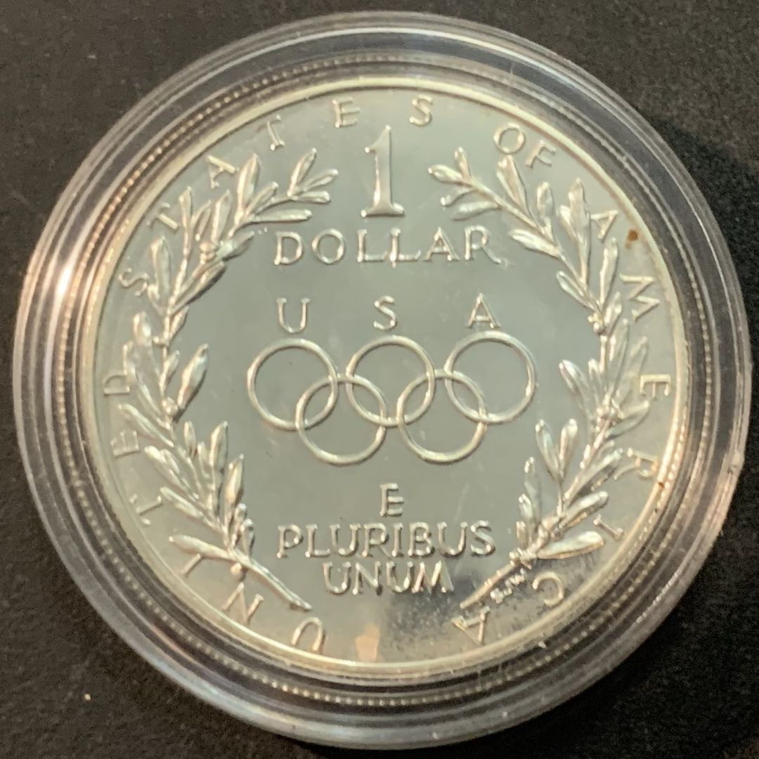 紫瑗钱币—微拍第66期  美国 1988年  洛杉矶奥运会 火炬传递 1元 26.73克 0.9银 精制