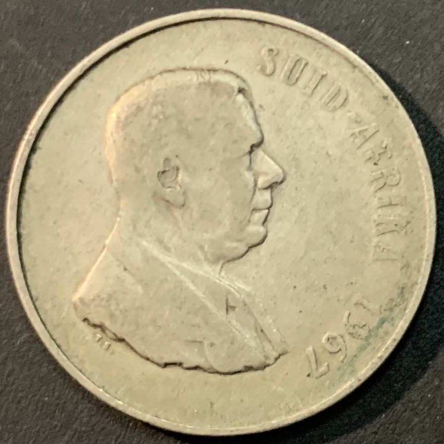 紫瑗钱币—微拍第66期  南非 1967年 总统维沃尔德 1兰特 15克 0.8银