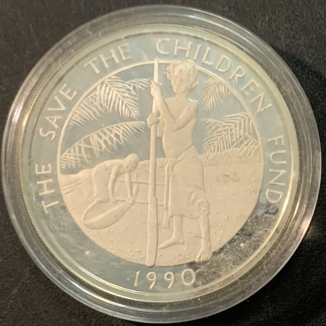 紫瑗钱币—微拍第66期  萨摩亚 1990年 拯救儿童基金会 10塔拉 31.47克 0.925银 精制