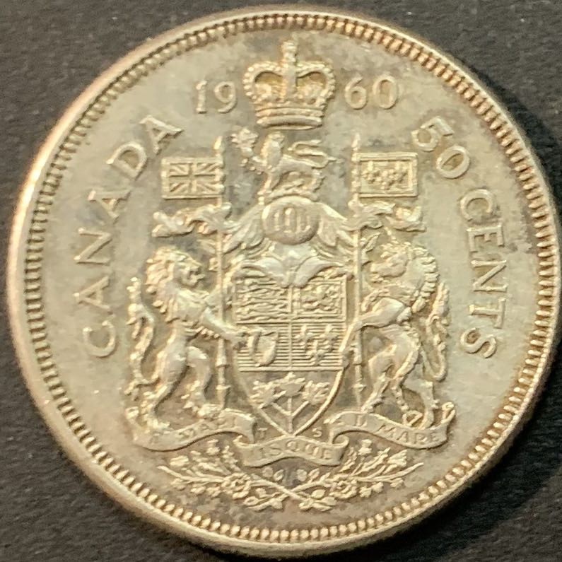 紫瑗钱币—微拍第66期  加拿大 1960年 伊丽莎白二世 50分 11.67克 0.8银